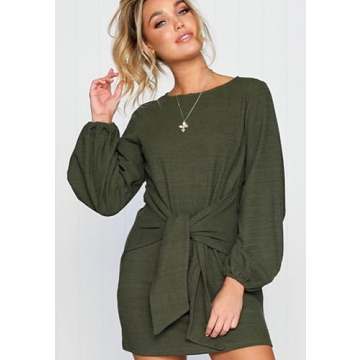 Elegant Lantern Sleeve Short Dress for Any Occasion