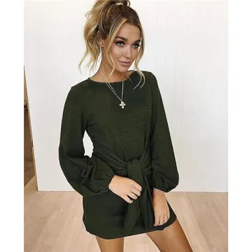 Elegant Lantern Sleeve Short Dress for Any Occasion