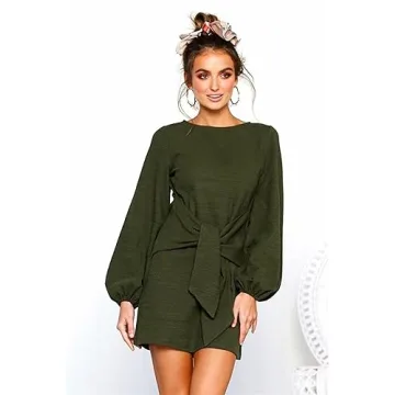 Elegant Lantern Sleeve Short Dress for Any Occasion