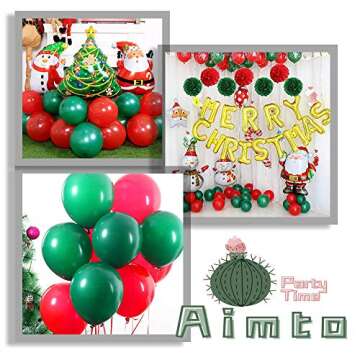Aimto 100-Piece Green and Red Christmas Balloons