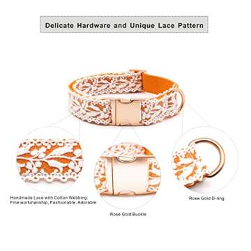 LEKAIGO Dog Collar and Leash Set, Cotton Lace Handmade 4-5 FT Adjustable Comfortable Unique Collars and Leashes for Small Medium Large Dogs