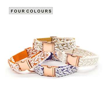 LEKAIGO Dog Collar and Leash Set, Cotton Lace Handmade 4-5 FT Adjustable Comfortable Unique Collars and Leashes for Small Medium Large Dogs