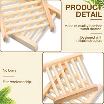 Amyhill 70 Pcs Bamboo Wood Soap Dish Bulk Bathroom Wooden Soap Holder Savers for Bar Self Draining Dishes Hand Craft Tray, 3.3 x 3.3 x 0.67 Inch (Wood Color)
