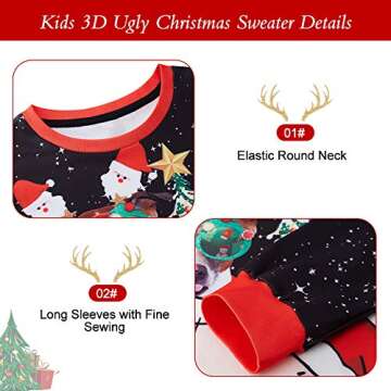 TUPOMAS Kids Ugly Christmas Sweater Boys Girls Funny Xmas Sweatshirts Size 6 7 Children Fleece Outfit 6-7 Years