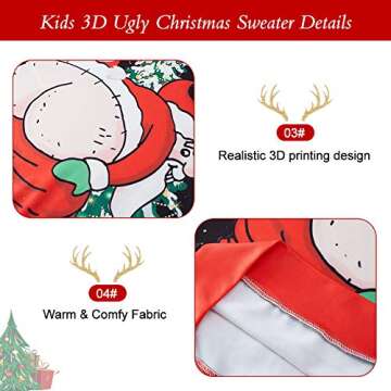 TUPOMAS Kids Ugly Christmas Sweater Boys Girls Funny Xmas Sweatshirts Size 6 7 Children Fleece Outfit 6-7 Years