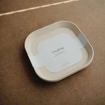 mushie Square Dinnerware Plates for Kids | Made in Denmark, Set of 2 (Ivory)