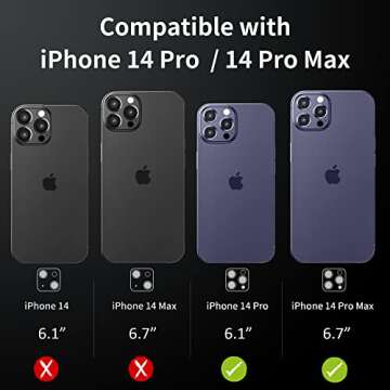 Hoerrye for iPhone 14 Pro Max & 14 Pro Camera Lens Protector - Easy Install, Case-Friendly, Ultra-Thin, Military-Grade Protection for Clear Photos - Deep Purple