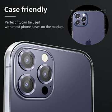 Hoerrye for iPhone 14 Pro Max & 14 Pro Camera Lens Protector - Easy Install, Case-Friendly, Ultra-Thin, Military-Grade Protection for Clear Photos - Deep Purple