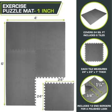 ProsourceFit Extra Thick Puzzle Exercise Mat - Safe Gym Flooring for Home & Play
