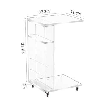 Clear Acrylic Side Table with Wheels for Small Spaces