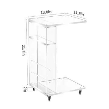 Clear Acrylic Side Table with Wheels for Small Spaces