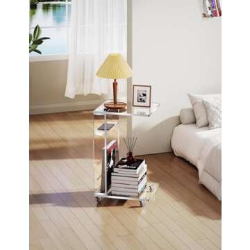 Clear Acrylic Side Table with Wheels for Small Spaces