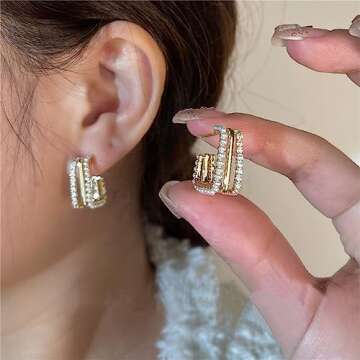 Triple Huggie Illusion Earrings for Stylish Women