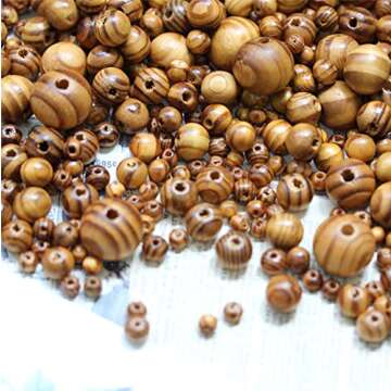 BetterJonny 600Pcs Natural Wood Round Beads Set for Crafting and DIY Projects