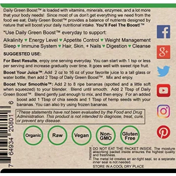 Daily Green Boost 8oz Organic Vegan Supplement for Energy