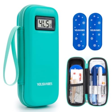 YOUSHARES Insulin Cooler Travel Case - Temperature Display, TSA Ice Packs