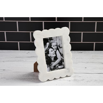 Elegant Mud Pie Scalloped Marble Frame for 4x6 Photos