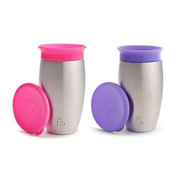 Munchkin Miracle Stainless Steel 360 Sippy Cup (Pink/Purple)