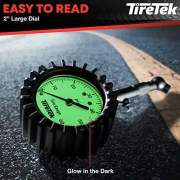 TIRETEK Tire Pressure Gauge for Cars (0-60 PSI, ANSI Certified) Air Pressure Gauges for Tires - Car Accessories for Men, Accurate Automobile Analog Circular Dial Low PSI Checker Tester