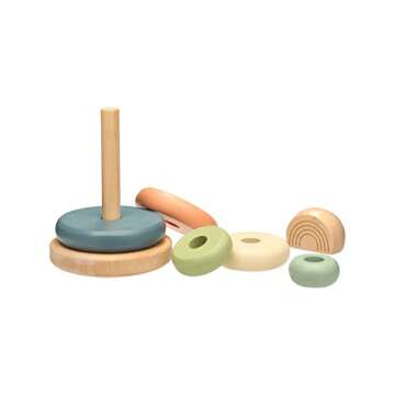 Pearhead Wooden Stacking Rainbow Toy, Baby and Toddler Ages 12+ Months Montessori Toy, Interactive S...