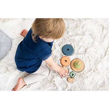 Pearhead Wooden Stacking Rainbow Toy, Baby and Toddler Ages 12+ Months Montessori Toy, Interactive Stackable Rings Learning Toy, Baby Girl or Baby Boy Nursery Accessory