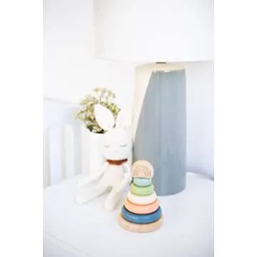 Pearhead Wooden Stacking Rainbow Toy, Baby and Toddler Ages 12+ Months Montessori Toy, Interactive Stackable Rings Learning Toy, Baby Girl or Baby Boy Nursery Accessory
