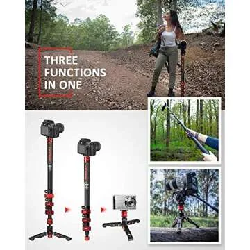IFOOTAGE Camera Monopod Professional 71" Aluminum Telescoping Video Monopods with Tripod Stand Compatible for DSLR Cameras and Camcorders, Cobra 2 Monopod A180-II