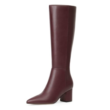 Stylish Easyfox Burgundy Knee High Boots for Women