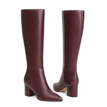 Stylish Easyfox Burgundy Knee High Boots for Women
