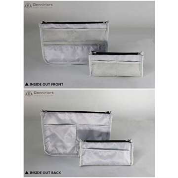 Denniriort Large Travel Makeup Bag with Small Cosmetic Pouch for Purse, Makeup Clutch and Toiletries Organizer for Women (Black and White Stripe)