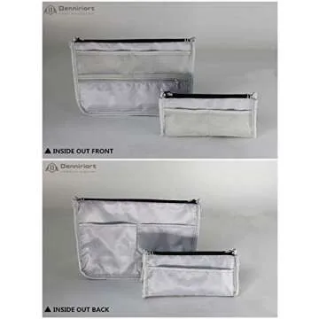 Denniriort Large Travel Makeup Bag with Small Cosmetic Pouch for Purse, Makeup Clutch and Toiletries Organizer for Women (Black and White Stripe)