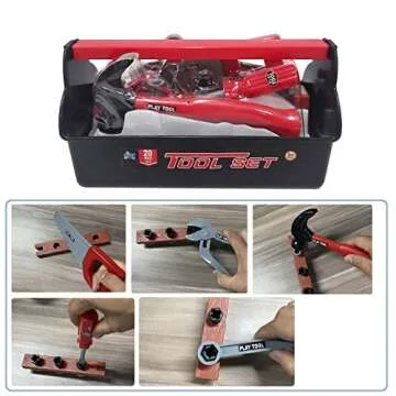 Misco Toys Construction 20 Piece Toy Tool Box Sets for Kids, Toddler Tool Box, Toy Hammer, Driver, and Wrench - Pretend Play Toy Tool kit for Kids Ages 3 4 5 6 7, Includes All 20 Pcs!