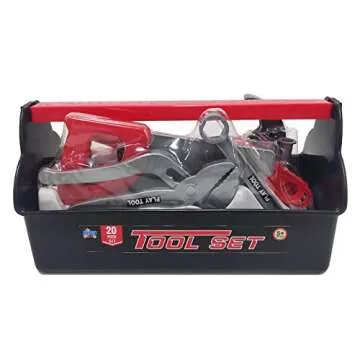 Misco Toys Construction 20 Piece Toy Tool Box Sets for Kids, Toddler Tool Box, Toy Hammer, Driver, and Wrench - Pretend Play Toy Tool kit for Kids Ages 3 4 5 6 7, Includes All 20 Pcs!