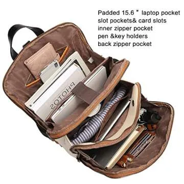CLUCI Leather Backpack for Women - Large Capacity Laptop Bag