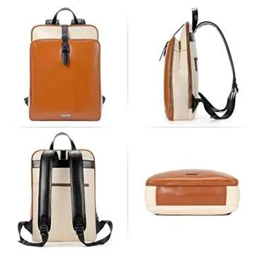 CLUCI Leather Backpack for Women - Large Capacity Laptop Bag