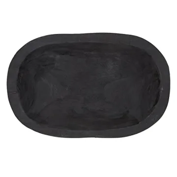 Elegant 12 x 7.5-Inch Black Paulownia Dough Bowl