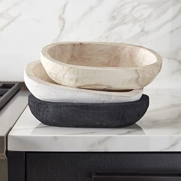 Elegant 12 x 7.5-Inch Black Paulownia Dough Bowl