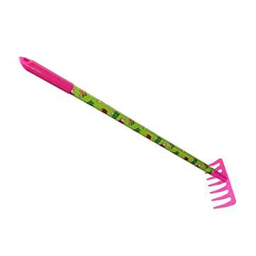MTB Supply Kids Garden Tool Set with Child Safe Shovel, Rake, Hoe and Leaf Rake– 4 Pieces Kids Gardening Tool Kit with Pink Head and Long Wood Handles…