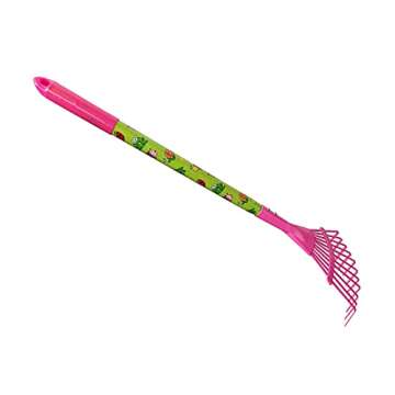MTB Supply Kids Garden Tool Set with Child Safe Shovel, Rake, Hoe and Leaf Rake– 4 Pieces Kids Gardening Tool Kit with Pink Head and Long Wood Handles…