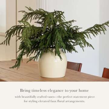 Afloral Large Tabletop Cream Glossy Ceramic Vase - Perfect for Floral Arrangements 10.5 inches