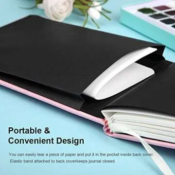 Paul Rubens Watercolor Journal, 100% Cotton 140 lb (300 GSM) Hot Pressed Watercolor Paper, 20 Sheets Sized 3.8’’ x 5.2’’ Travel Art Journal for Beginners and Experienced Painters (Pink)