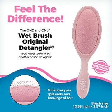 Wet Brush Original Detangler Hair Brush - Natural Marble, Dusty Rose - Comb for Women, Men and Kids ...
