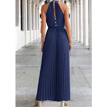 KIRUNDO Women Summer Halter Neck One Piece Jumpsuit
