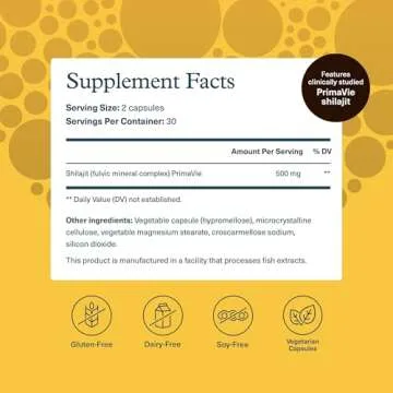 Youtheory Shilajit - 500 mg Shilajit Capsules - Energy Supplement - Supports Stamina & Endurance - Gluten, Dairy & Soy Free - 60 Vegetarian Capsules