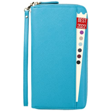 Travel Document Organizer - RFID Passport Wallet Case Family Holder Id Wristlet