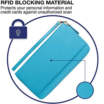 Travel Document Organizer - RFID Passport Wallet Case Family Holder Id Wristlet