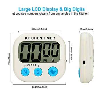 AIYEGO Digital Kitchen Timer with Loud Alarm and Display