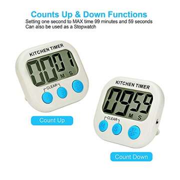 AIYEGO Digital Kitchen Timer with Loud Alarm and Display