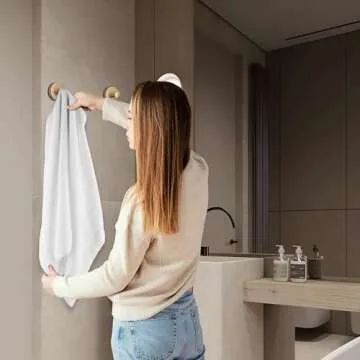 Suction Cup Hooks for Shower, Bathroom, Glass Door, Mirror, Tile - Loofah, Towel, Coat, Robe for Hanging up to 15 lbs – Brushed Gold, Matte Chrome Nickel, Black - 2 pack (Brushed Gold)