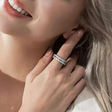 Marilyn Monroe Eternity Ring For Women 14K Yellow Gold, Rose Gold, Platinum Plated 925 Sterling Silv...
